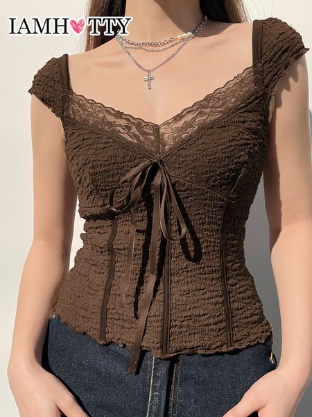 women's t-shirt iamty lace-up lace patchwork y2k short sleeve summer kawaii clothes vintage tank coquette t-shirt women tees 230427, White
women's t-shirt iamty lace-up lace patchwork y2k short sleeve summer kawaii clothes vintage tank coquette t-shirt women tees 230427, White
