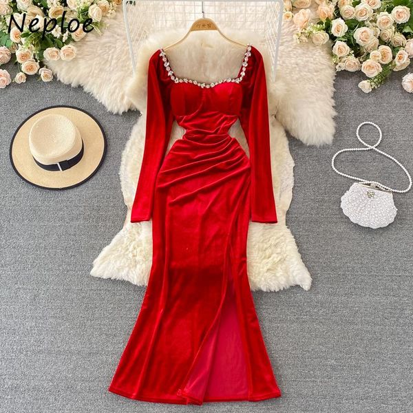 dresses neploe hepburn style dress split slim hip package long robe fashion temperament diamond square collar gold velvet vestido, Black;gray
dresses neploe hepburn style dress split slim hip package long robe fashion temperament diamond square collar gold velvet vestido, Black;gray