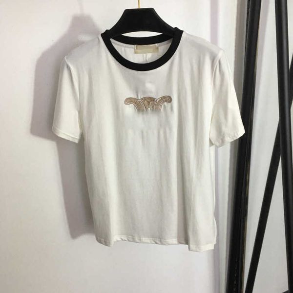 23ss womens designer clothing tee womens t-shirt round neck pure cotton chest logo embroidery short sleeve t-shirt women clothes a1, White
23ss womens designer clothing tee womens t-shirt round neck pure cotton chest logo embroidery short sleeve t-shirt women clothes a1, White