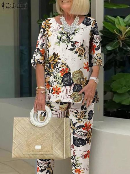 pants zanzea vintage women matching sets summer printed half sleeve blouse long pants female suit outifits elastic wais trousers 2pcs, White
pants zanzea vintage women matching sets summer printed half sleeve blouse long pants female suit outifits elastic wais trousers 2pcs, White