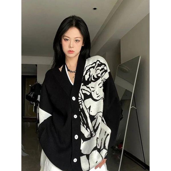 sweaters angel sweater women cardigan high street vintage stitching knitted cardigan loose contrast color long cardigan women clothes, White;black
sweaters angel sweater women cardigan high street vintage stitching knitted cardigan loose contrast color long cardigan women clothes, White;black
