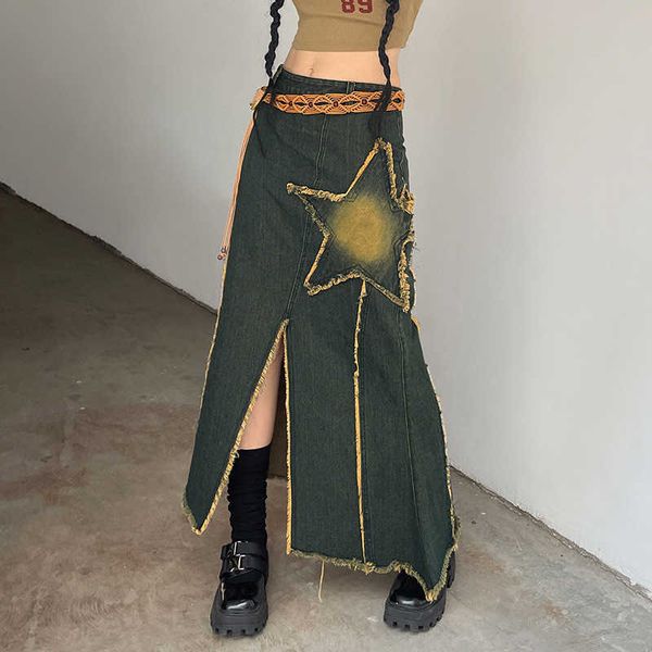 skirts y2k women korean vintage irregular star knee length denim midi long skirt high waist straight grunge alt maxi skirts clothes j230427, Black
skirts y2k women korean vintage irregular star knee length denim midi long skirt high waist straight grunge alt maxi skirts clothes j230427, Black