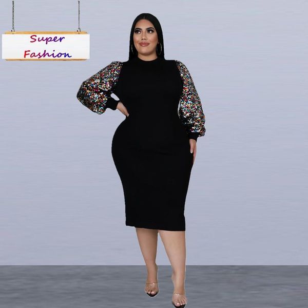 dresses xl5xl winter 2022 plus size dresses women clothing solid color long puff sleeve o neck sequins casual elegant female outfit, Black
dresses xl5xl winter 2022 plus size dresses women clothing solid color long puff sleeve o neck sequins casual elegant female outfit, Black