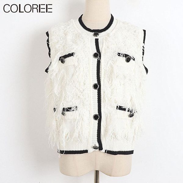 sweaters summer luxury designers clothes for women 2022 elegant tassel pockets cardigan mujer vintage loose casual knitted vest, White;black
sweaters summer luxury designers clothes for women 2022 elegant tassel pockets cardigan mujer vintage loose casual knitted vest, White;black