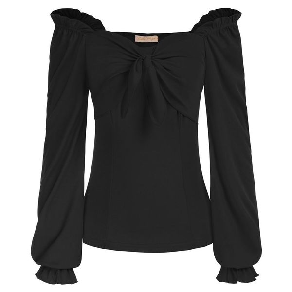 t-shirt bp women vintage bowknot decorated puff long sleeves square neck blouse solid off shoulder retro a30, White
t-shirt bp women vintage bowknot decorated puff long sleeves square neck blouse solid off shoulder retro a30, White
