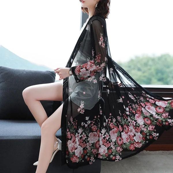 raincoats thin chiffon cardigan female 2022 summer new lace hollow women sun protection coat with longsleeved midlength shawl trendy w19, Black
raincoats thin chiffon cardigan female 2022 summer new lace hollow women sun protection coat with longsleeved midlength shawl trendy w19, Black