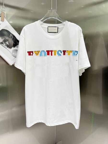 23ss womens t-shirt womens designer clothing tee round neck pure cotton colorful sequin logo embroidery t-shirt women clothes, White
23ss womens t-shirt womens designer clothing tee round neck pure cotton colorful sequin logo embroidery t-shirt women clothes, White