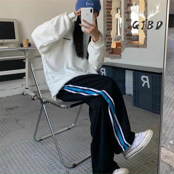 capris high waist women casual pants 2022 summer black street plus size straight baggy vintage wide leg ladies stripe sports trouser, Black;white
capris high waist women casual pants 2022 summer black street plus size straight baggy vintage wide leg ladies stripe sports trouser, Black;white