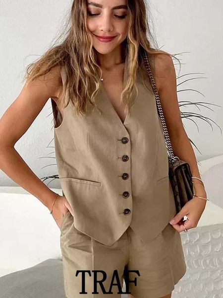 dress traf 2022 summer 2 pieces sets women fashion linenblend slimfit sleeveless suit vest + high waists shorts causal sets, White
dress traf 2022 summer 2 pieces sets women fashion linenblend slimfit sleeveless suit vest + high waists shorts causal sets, White