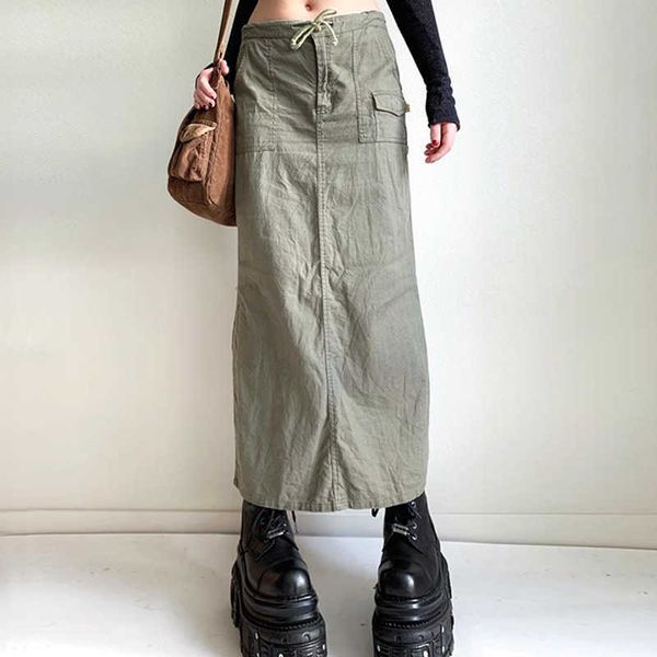 skirts xingqing fairycore aesthetic cargo skirt y2k solid color drstring low waist long skirt with pockets 2000s women streetwear j230427, Black
skirts xingqing fairycore aesthetic cargo skirt y2k solid color drstring low waist long skirt with pockets 2000s women streetwear j230427, Black