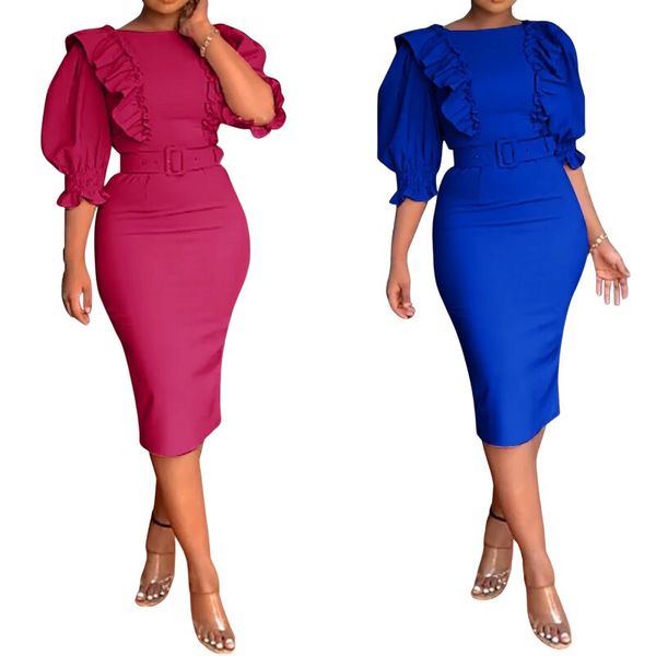 european and american women's dress with high waisted temperament, wave stitching, ruffle edge decoration, 5/4 sleeves, ol large design, Black;gray
european and american women's dress with high waisted temperament, wave stitching, ruffle edge decoration, 5/4 sleeves, ol large design, Black;gray