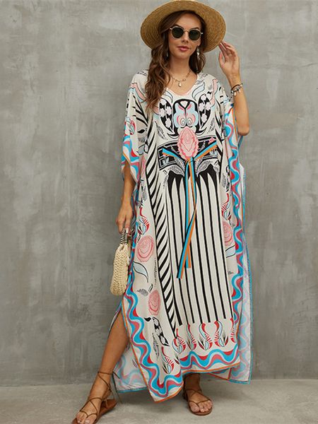 women's swimwear 2023 boho retro print swimsuit cover up summer outing bikini wrap beach dress beachwear kimono pareo kaftan 230426, White;black
women's swimwear 2023 boho retro print swimsuit cover up summer outing bikini wrap beach dress beachwear kimono pareo kaftan 230426, White;black