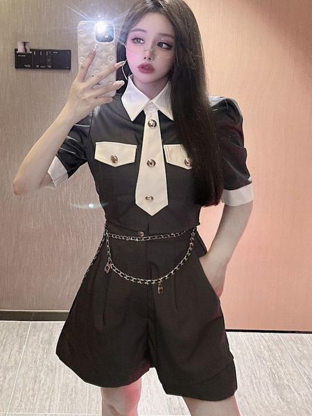 dress 2022 summer vintage small fragrance 2 piece set women color contrast shirt blouse crop + high waist shorts twopiece suits, White
dress 2022 summer vintage small fragrance 2 piece set women color contrast shirt blouse crop + high waist shorts twopiece suits, White