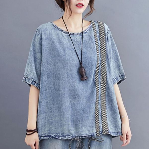 t-shirt 2021 summer women t shirt o neck denim thin loose o neck short sleeve ladies big size women blouse, White
t-shirt 2021 summer women t shirt o neck denim thin loose o neck short sleeve ladies big size women blouse, White