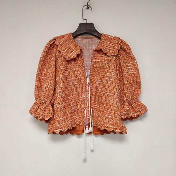 dress 2022 spring and summer elegant leisure decor woven slim orange skirt suit doll collar jacket double pocket skirt, White
dress 2022 spring and summer elegant leisure decor woven slim orange skirt suit doll collar jacket double pocket skirt, White