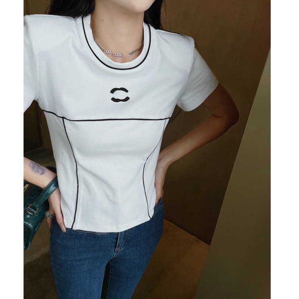 23ss womens t-shirt womens designer clothing tee round neck pure cotton color matching logo decoration t-shirt women clothes a1, White
23ss womens t-shirt womens designer clothing tee round neck pure cotton color matching logo decoration t-shirt women clothes a1, White