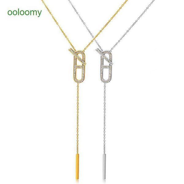 hemres designer necklace stainless steel pendant necklace with diamonds simple loop buckle gold plated female, Black
hemres designer necklace stainless steel pendant necklace with diamonds simple loop buckle gold plated female, Black