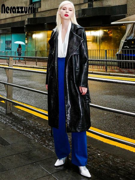 jackets nerazzurri long black shiny crocodile print patent leather trench coat for women long sleeve belt fall red faux leather coats, Black;brown
jackets nerazzurri long black shiny crocodile print patent leather trench coat for women long sleeve belt fall red faux leather coats, Black;brown