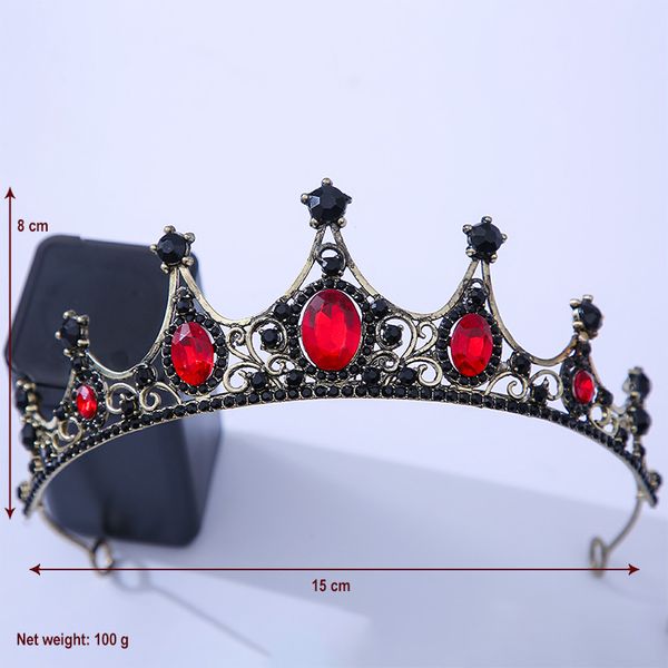 classic contrasting hair accessories for european and american weddings, with retro black rhinestones and baroque red bridal crown hair comb, Silver
classic contrasting hair accessories for european and american weddings, with retro black rhinestones and baroque red bridal crown hair comb, Silver