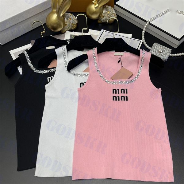 letter beaded womens knitted tanks fashion round neck t shirt summer new tees three colors, White
letter beaded womens knitted tanks fashion round neck t shirt summer new tees three colors, White