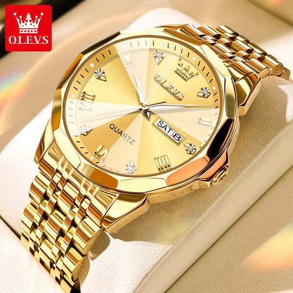 women's watches olevs stainless steel strap waterproof golden men wristwatch business dual calendar luxury diamond shaped dial watch fo, Slivery;golden
women's watches olevs stainless steel strap waterproof golden men wristwatch business dual calendar luxury diamond shaped dial watch fo, Slivery;golden