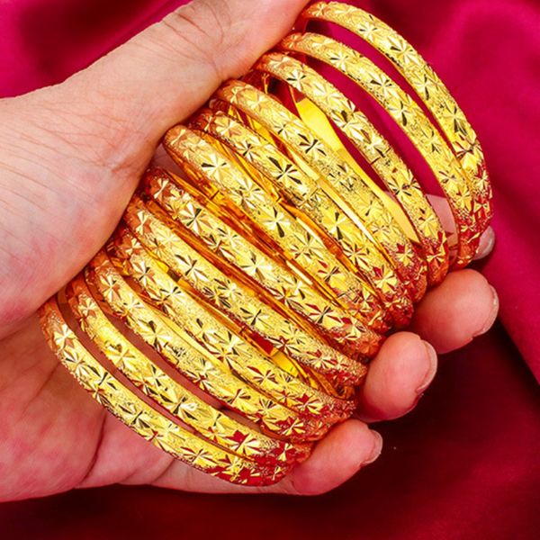 6pcs wholesale women bangle bracelet openable 6mm real 18k gold color fashion lady girls classic carved bangle jewelry gift dia 58mm, Black
6pcs wholesale women bangle bracelet openable 6mm real 18k gold color fashion lady girls classic carved bangle jewelry gift dia 58mm, Black