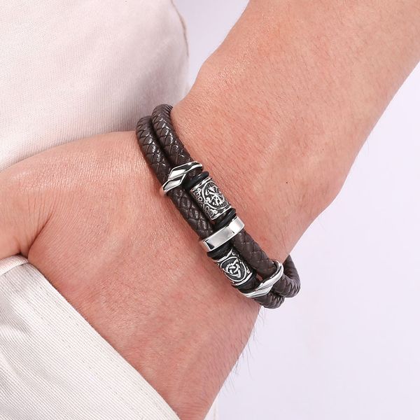 viking style double layered leather bracelet stainless steel charm bracelets for gift, Golden;silver
viking style double layered leather bracelet stainless steel charm bracelets for gift, Golden;silver