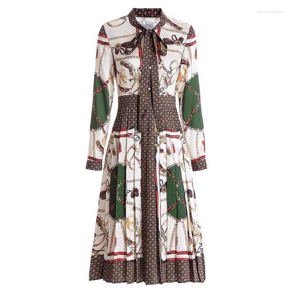 designer woman dress spring autumn women's long sleeve vintage print elegant bow pleated dresses lady clothes slim vestidos robe, Black;gray
designer woman dress spring autumn women's long sleeve vintage print elegant bow pleated dresses lady clothes slim vestidos robe, Black;gray