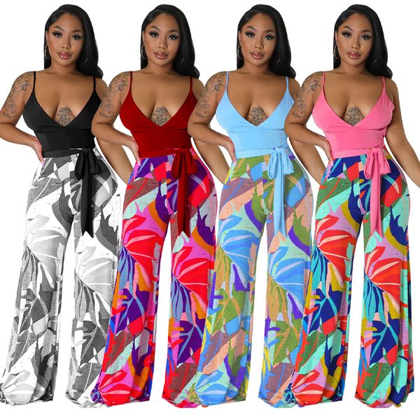 2023 designer deep v sling jumpsuits women summer backless lace-up playsuit casual printing patchwork sleeveless wide leg overalls wholesale, Black;white
2023 designer deep v sling jumpsuits women summer backless lace-up playsuit casual printing patchwork sleeveless wide leg overalls wholesale, Black;white