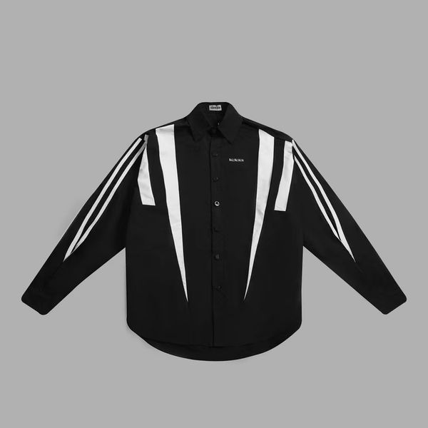 men shirt designer shirt jacket black and white patchwork long sleeved shirt casual business top, White;black
men shirt designer shirt jacket black and white patchwork long sleeved shirt casual business top, White;black