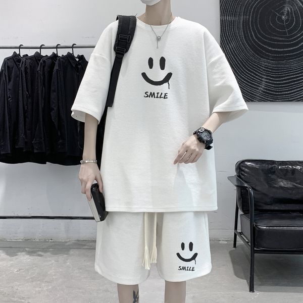 men's tracksuits korean fashion streetwear hip hop rock casual short suit smile face t-shirts shorts 2 piece set summer tracksuit cloth, Gray
men's tracksuits korean fashion streetwear hip hop rock casual short suit smile face t-shirts shorts 2 piece set summer tracksuit cloth, Gray