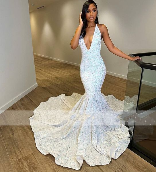 shinnning white halter sequin prom dress mermaid elegant women party deep v neck evening formal gowns lace up robe de soiree, Black
shinnning white halter sequin prom dress mermaid elegant women party deep v neck evening formal gowns lace up robe de soiree, Black