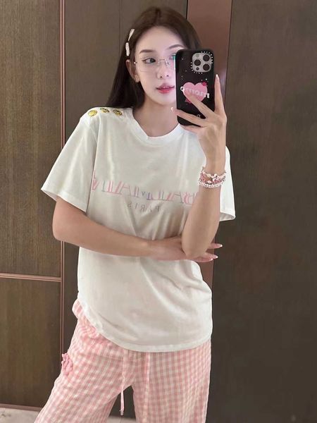 23ss tee womens t-shirt womens designer clothing round neck pure cotton hardware shoulder fastener gradient colour monogram print t-shirt w, White
23ss tee womens t-shirt womens designer clothing round neck pure cotton hardware shoulder fastener gradient colour monogram print t-shirt w, White