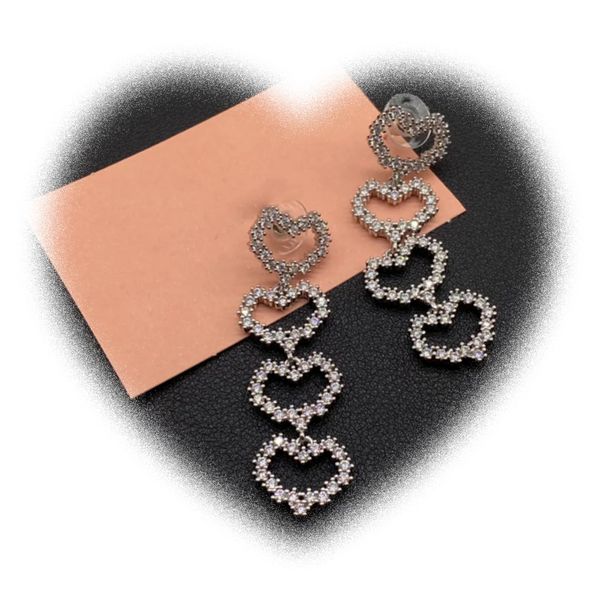 design heart shaped women's long dangle earrings, fashion hollow set diamond ladies earrings wholesale gifts designer jewelry with logo, Silver
design heart shaped women's long dangle earrings, fashion hollow set diamond ladies earrings wholesale gifts designer jewelry with logo, Silver