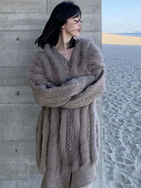 fur women fashion spring autumn real fox fur sewed decoration long warm thick knitting sweater overcoat, Black
fur women fashion spring autumn real fox fur sewed decoration long warm thick knitting sweater overcoat, Black