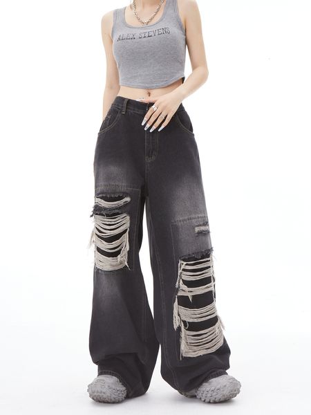 women's jeans robek dicuci lama wanita retro amerika celana mengepel pinggang tinggi musim panas tren mode lurus longgar kaki lebar 230, Blue
women's jeans robek dicuci lama wanita retro amerika celana mengepel pinggang tinggi musim panas tren mode lurus longgar kaki lebar 230, Blue
