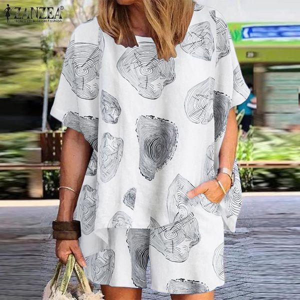 dress 2022 women's sets summer vintage floral printed suits zanzea casual short sleeve blouse matching sets loose short sets oversized, White
dress 2022 women's sets summer vintage floral printed suits zanzea casual short sleeve blouse matching sets loose short sets oversized, White