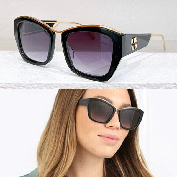 

Designer cat eye rectangular acetate frame sunglasses with gold metal legs and metal letter logo on the legs men and women gradient fashion Gafas de sol SMU02Y