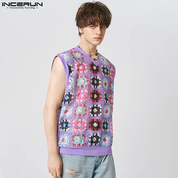 men' tank fashion well fitting incerun lace printed vneck waistcoat vacation leisure male allmatch selling vests 2023 230426, White;black
men' tank fashion well fitting incerun lace printed vneck waistcoat vacation leisure male allmatch selling vests 2023 230426, White;black