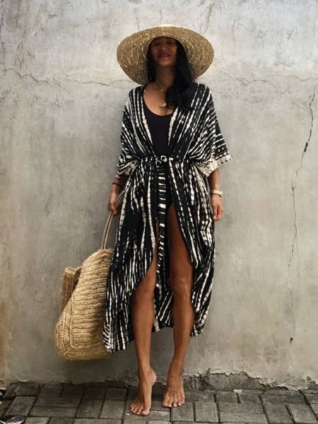 women's swimwear bikini cover ups beachwear women printed beach kimono self belted swimsuit cape summer oversized loose cardigan covers, White;black
women's swimwear bikini cover ups beachwear women printed beach kimono self belted swimsuit cape summer oversized loose cardigan covers, White;black