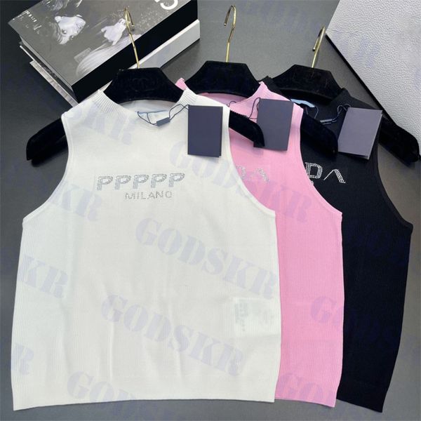 womens stand collar tanks letter diamond t shirt for women knitted vests three colors, White
womens stand collar tanks letter diamond t shirt for women knitted vests three colors, White