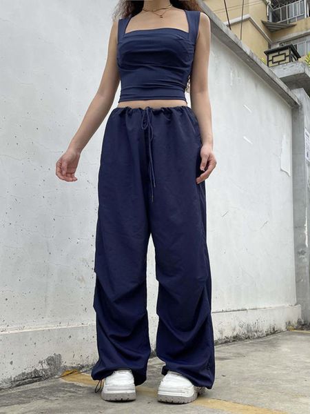 capris qweek y2k cargo parachute pants women hip hop solid drawstring baggy low waist trousers harajuku streetwear wide leg sweatpants, Black;white
capris qweek y2k cargo parachute pants women hip hop solid drawstring baggy low waist trousers harajuku streetwear wide leg sweatpants, Black;white