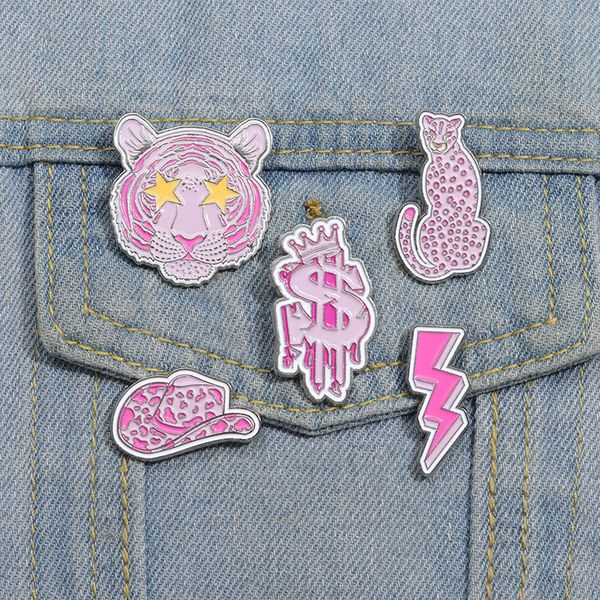 Pink Enamel Pins Cute Kawaii Metal Badge Brooches For Women Girl Fashion Jewelry