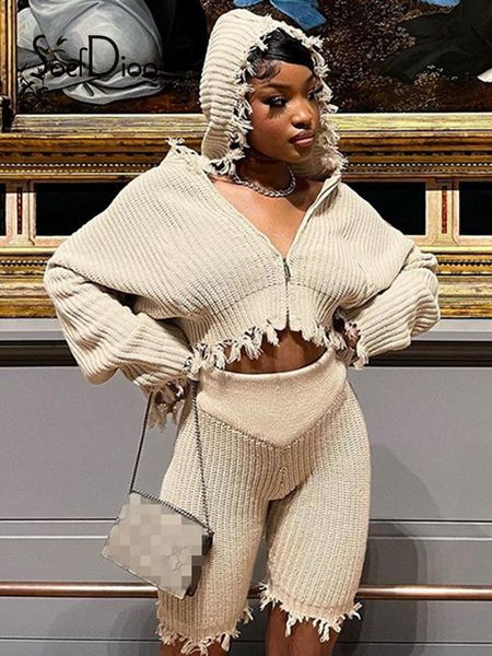 dress soefdioo solid knitted two piece set women zipper hooded loose long sleeve and tight shorts matching autumn streetwear, White
dress soefdioo solid knitted two piece set women zipper hooded loose long sleeve and tight shorts matching autumn streetwear, White