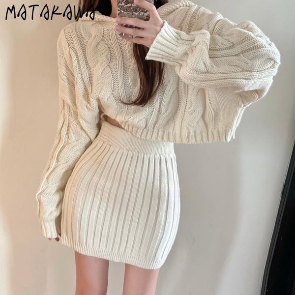 dress matakawa skirts sets knitted autumn winter hooded sweaters + mini skirts two piece sets womens outifits conjuntos de falda, White
dress matakawa skirts sets knitted autumn winter hooded sweaters + mini skirts two piece sets womens outifits conjuntos de falda, White
