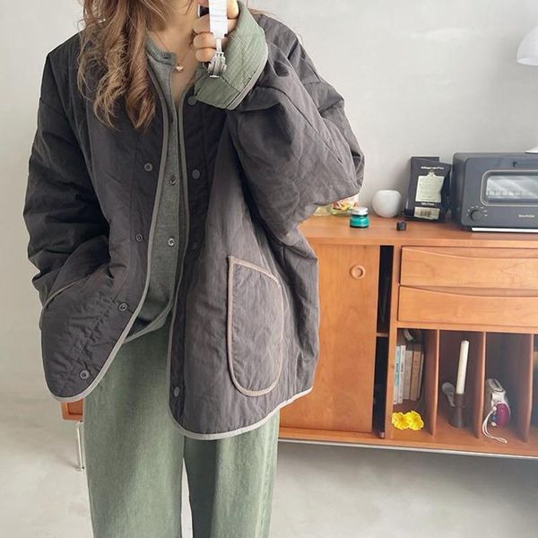 leather vintage cotton coat women clothing parkas korean fashion pocket argyle thin jacket autumn winter singlebreasted lady outerwear, Black
leather vintage cotton coat women clothing parkas korean fashion pocket argyle thin jacket autumn winter singlebreasted lady outerwear, Black
