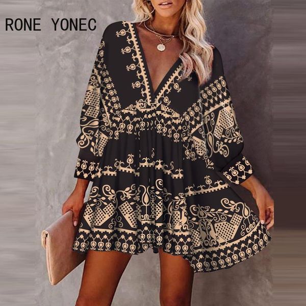 dresses women elegant deep v neck long sleeves all over print lace up mini a line casual dresses, Black;gray
dresses women elegant deep v neck long sleeves all over print lace up mini a line casual dresses, Black;gray