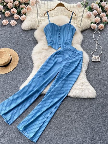 pants women summer casual vacation pants set spaghetti strap high waist long pants two piece suits, White
pants women summer casual vacation pants set spaghetti strap high waist long pants two piece suits, White