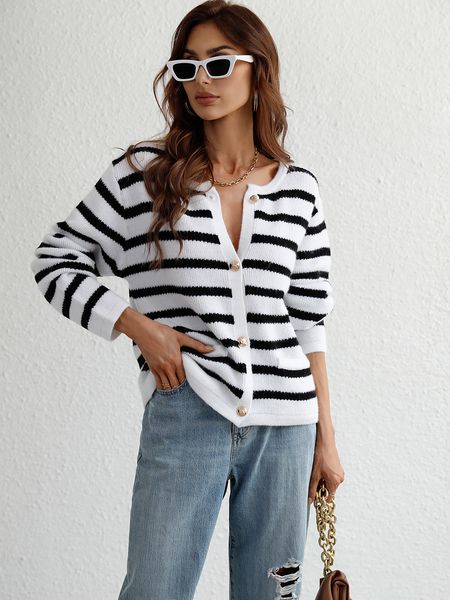 women fashion striped knitted cardigan sweaters ladies autumn winter round neck neck long sleeve stripe loose short button cardigans coat sw, White;black
women fashion striped knitted cardigan sweaters ladies autumn winter round neck neck long sleeve stripe loose short button cardigans coat sw, White;black