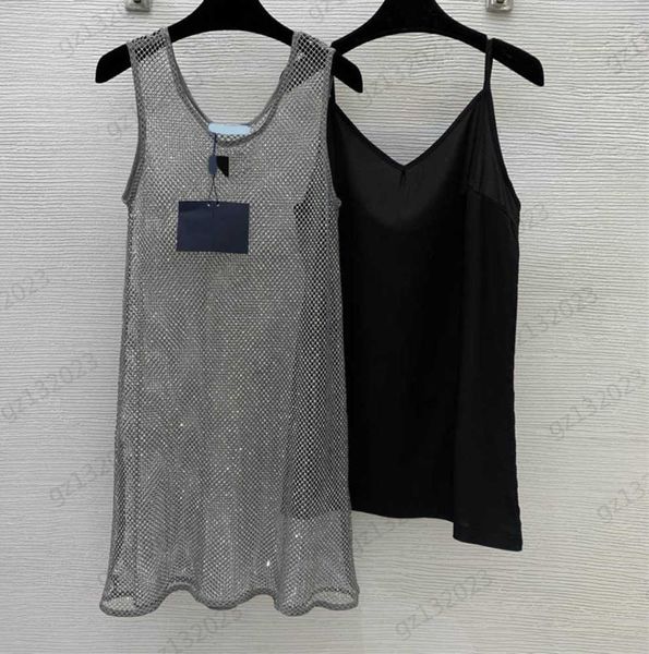 designer dress luxury summer dresses drill fashion mesh hollowed out sleeveless sundress solid color lightweight fabric v-neck lining leggin, Black;gray
designer dress luxury summer dresses drill fashion mesh hollowed out sleeveless sundress solid color lightweight fabric v-neck lining leggin, Black;gray